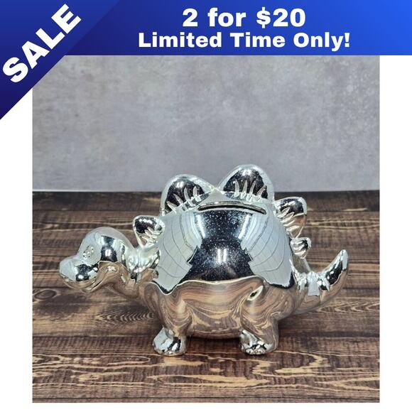 [Sale: 2 for $20!] Silver Metal Piggy Bank - Vintage - Picture 1 of 8